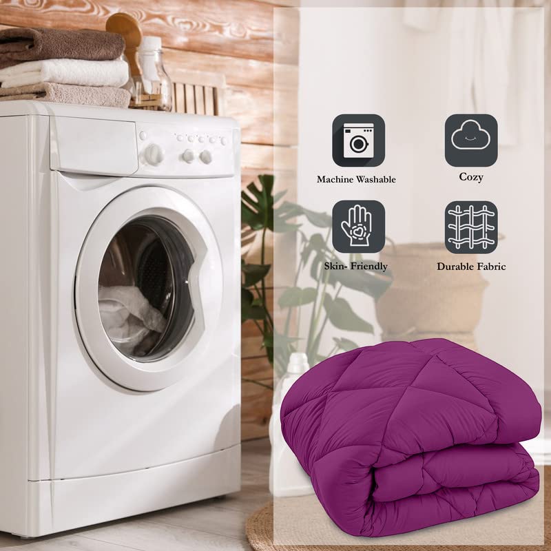 CHICERY Microfiber Reversible Solid Extra Comfort & Soft Comforter||Blanket Single Bed 250 GSM Ultra Soft Comforter for Winter-Purple Grey-Pack of 1 - Image 4