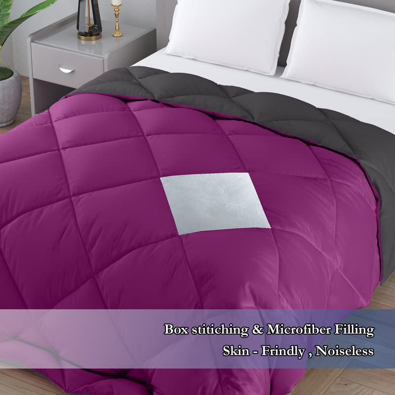 CHICERY Microfiber Reversible Solid Extra Comfort & Soft Comforter||Blanket Single Bed 250 GSM Ultra Soft Comforter for Winter-Purple Grey-Pack of 1 - Image 3
