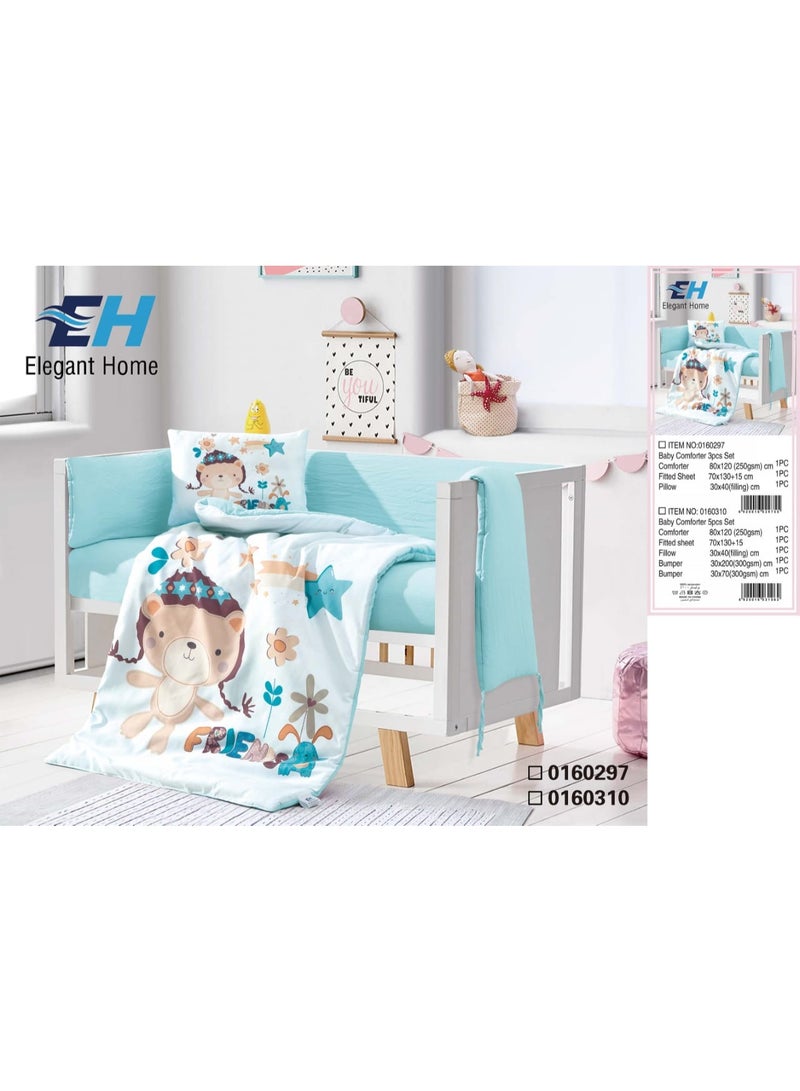 Elegant Home Space-themed children's bed sheet set with barriers.