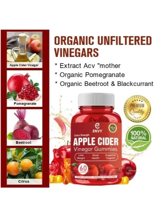 Extra Strength Extra Strength Gummies Apple Cider Vinegar 60 Pieces Candy To help lose weight  - Image 3