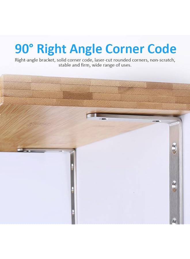 The Bros L Bracket with Screws, Max Load: 20KG, 4pcs Heavy Duty Stainless Steel Solid Shelf Support Corner Brace Joint Right Angle Bracket (150x100x24mm) - Image 5