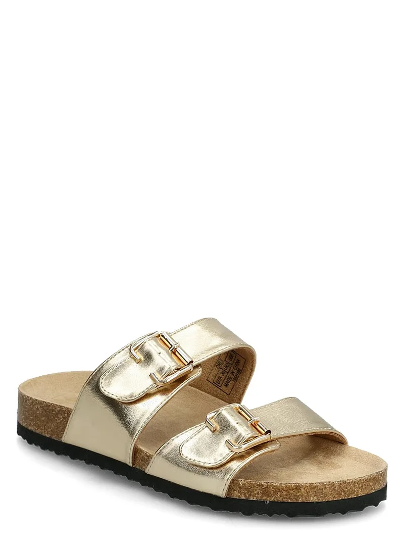 Only Dual Buckle Straps Slip On Sandals