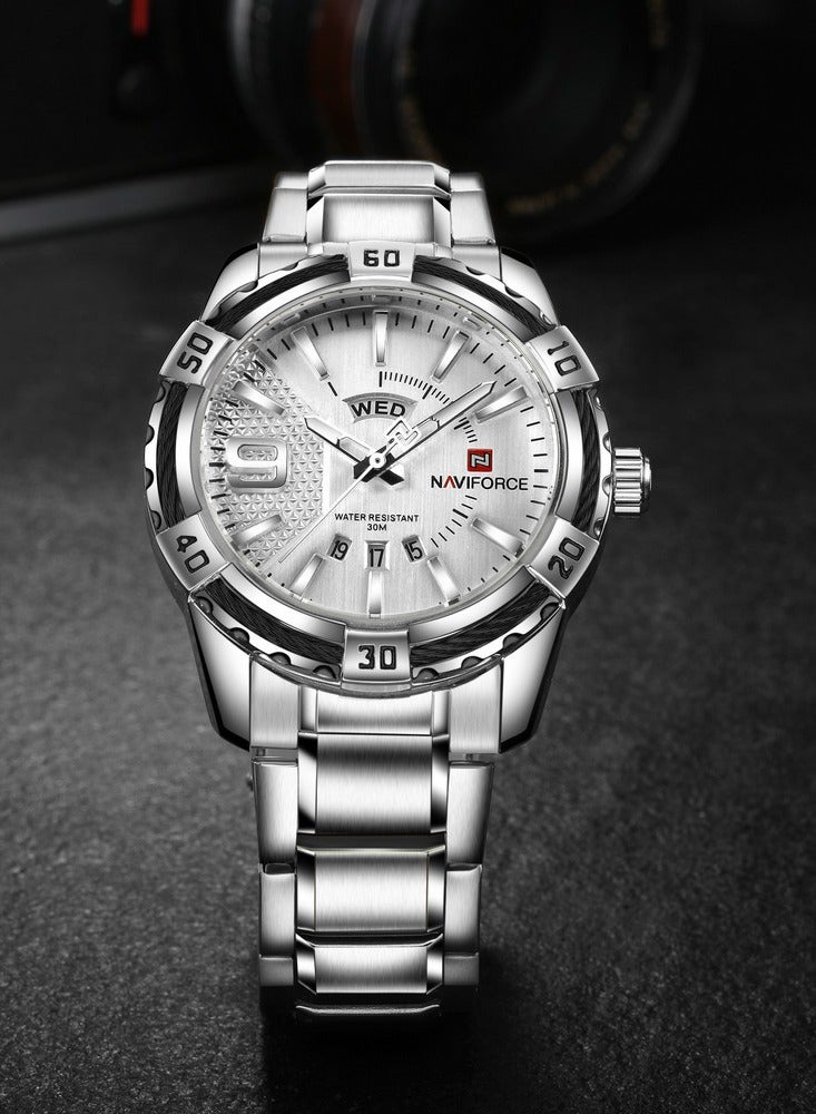 NAVIFORCE Men's Quartz Watch Stainless Steel Band Waterproof Weekday & Date Leisure Sports  Clock - Image 3