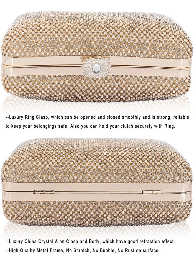 DEXMAY DM Dexmay Rhinestone Crystal Ring Clutch Purse Luxury Evening Bag for Bridal Wedding Party Gold - Image 3