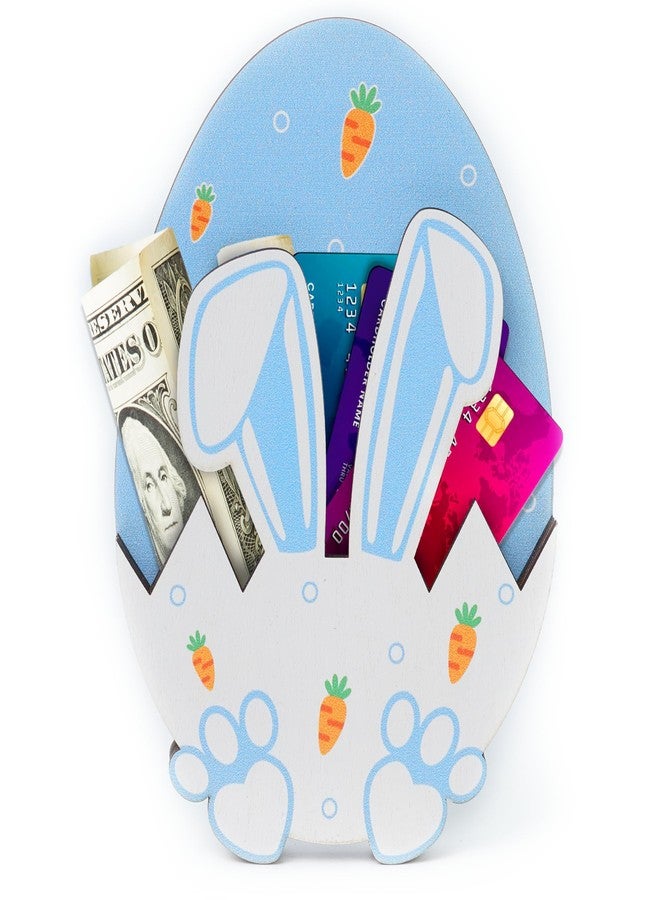 KATINAT Easter Money Holder for Cash, Wooden Bunny Eggs Easter Gift Card Holder, Easter Basket Stuffers for Teens, Toddles, Kids, Boys, Baby, Grandchildren, Basket Decorations (Blue) - Image 1