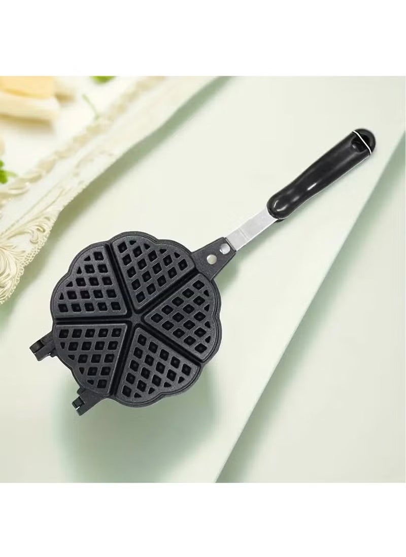 Arabest Waffle Maker Pan, 5.9in Aluminum Alloy Nonstick Heart Shaped Waffle Maker Portable Stove Top Camping Waffle Maker Pan for Breakfast Waffles Sandwich  - Image 5