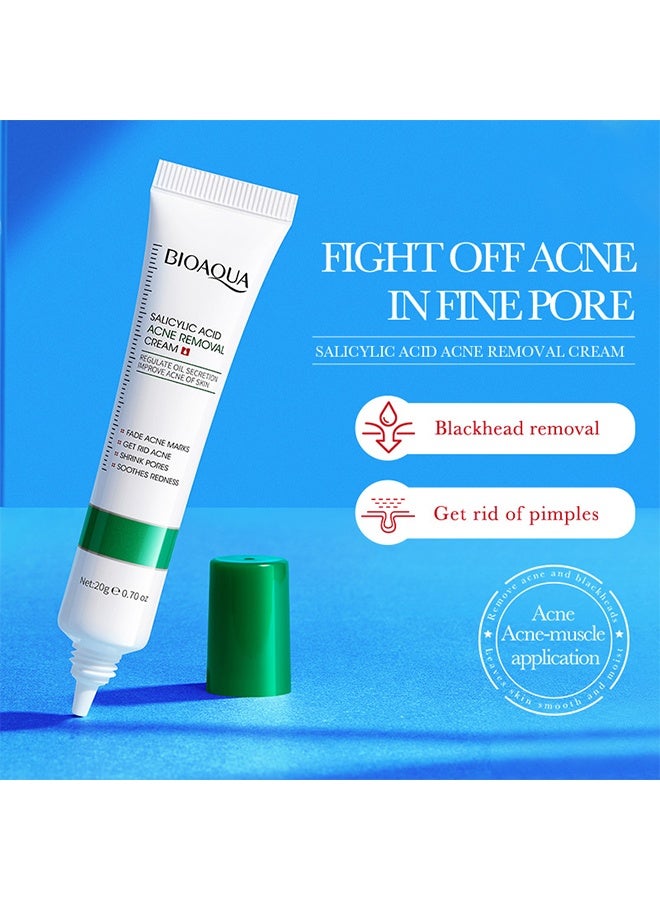 BIOAQUA Salicyuc Acid Acne Removal Cream, Acne Treatment Face Cream, Acne Spot Treatment for Face & Acne Dots, Natural Cystic Acne Treatment, For All Skin Types, Premium Acne Scar Cream & Pimple Remover 20g - Image 2
