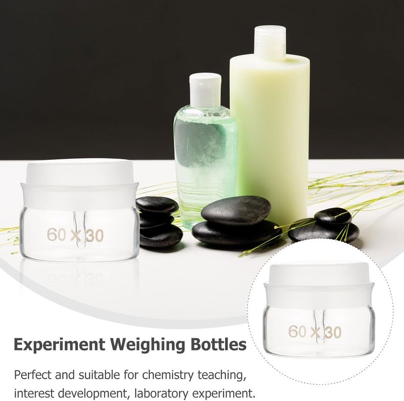 MAGICLULU Glass Weighing Bottles Low and High Form 60x30mm 2pcs Set Laboratory Sampling Jars Borosilicate Glass with Lids for Experimental and Scientific Use - Image 3