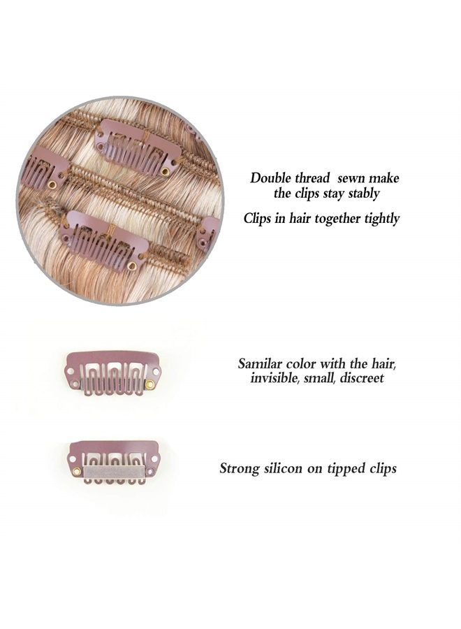 Winsky 12" Clip in Hair Extensions Remy Human Hair for Women - Silky Straight Human Hair Clip in Extensions 50grams 4pieces #18-613 Color - Image 4