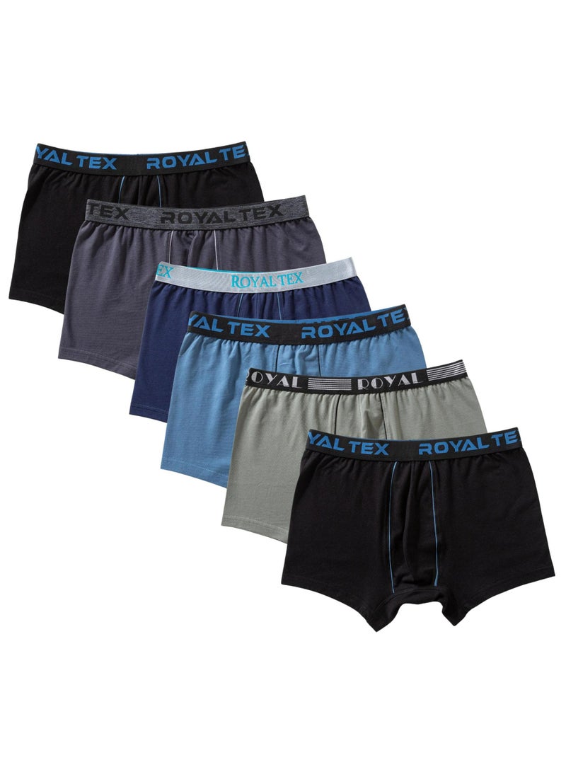 ROYAL  TEX Pack Of 6 Cotton Plain Color Boxer Short For Men  - Image 1