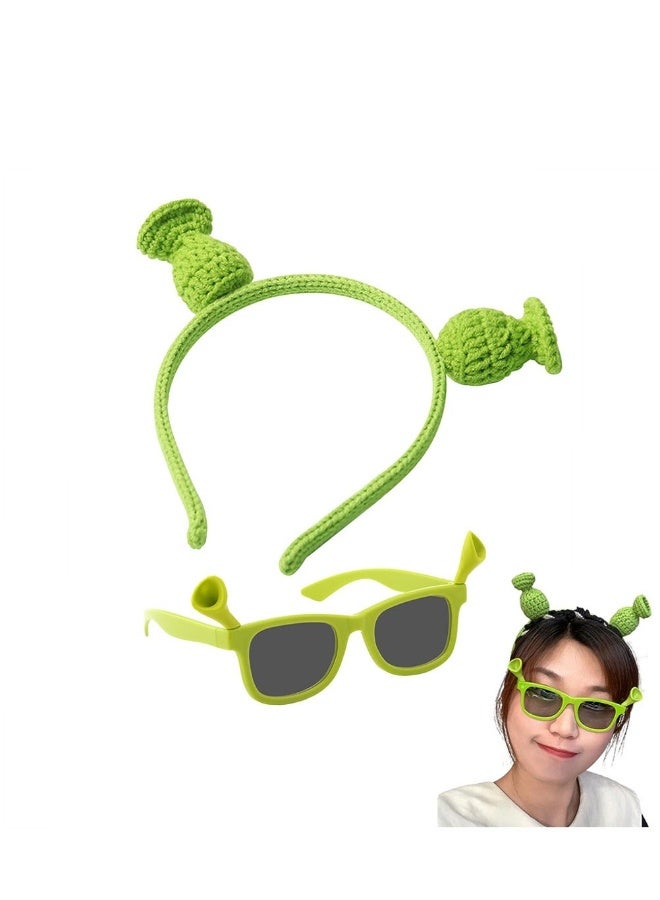 Green Monster Headband with Ears Cute Headband Shrek Dressing Up Ears for Funny Themed Party Dressing Up Costume Cosplay Gifts - Image 1