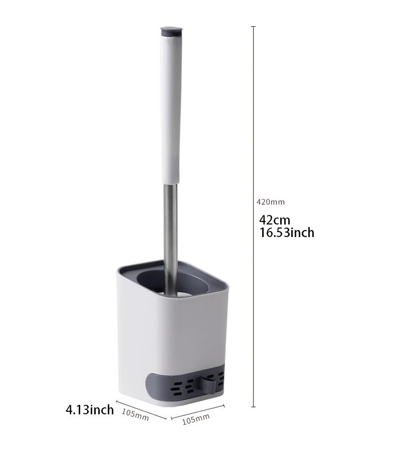 360 Degree Toilet Brush Set Square Base With Handle And Flushing - Image 2