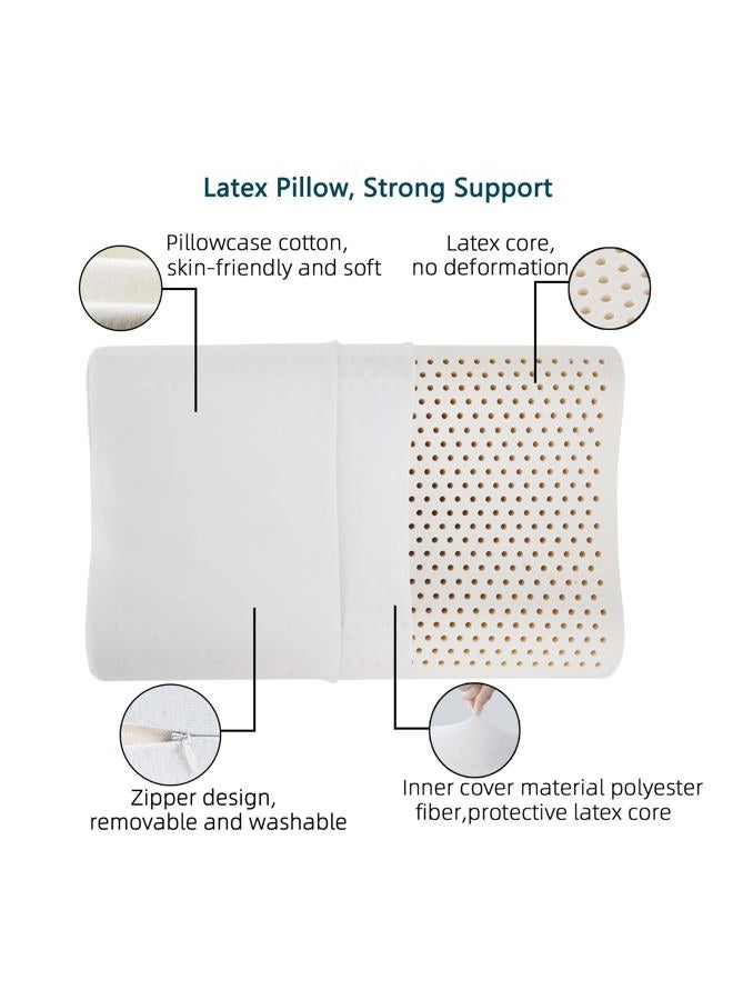TIERSINI Natural Latex Neck Support Pillow-Medium Firmness，No Shoulder Pressure,Suit for Side & Back Sleeping,Cervical Traction Design, Ergonomic Relief for Neck & Shoulder Pain(23.6" Lx15.7 Wx(3.9/4.7") H) - Image 3