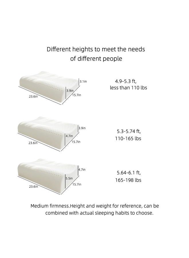 TIERSINI Natural Latex Neck Support Pillow-Medium Firmness，No Shoulder Pressure,Suit for Side & Back Sleeping,Cervical Traction Design, Ergonomic Relief for Neck & Shoulder Pain(23.6" Lx15.7 Wx(3.9/4.7") H) - Image 4