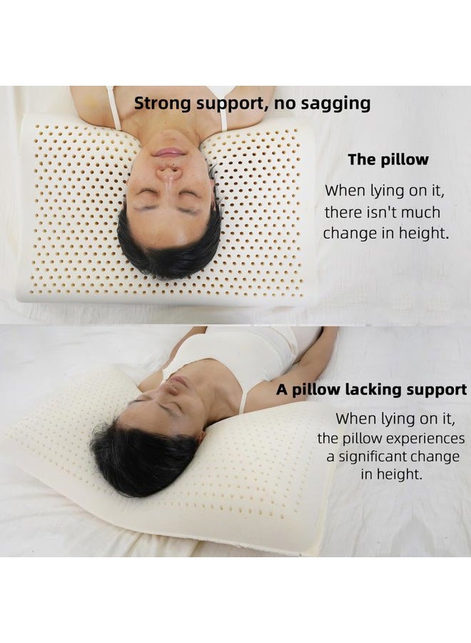 TIERSINI Natural Latex Neck Support Pillow-Medium Firmness，No Shoulder Pressure,Suit for Side & Back Sleeping,Cervical Traction Design, Ergonomic Relief for Neck & Shoulder Pain(23.6" Lx15.7 Wx(3.9/4.7") H) - Image 5