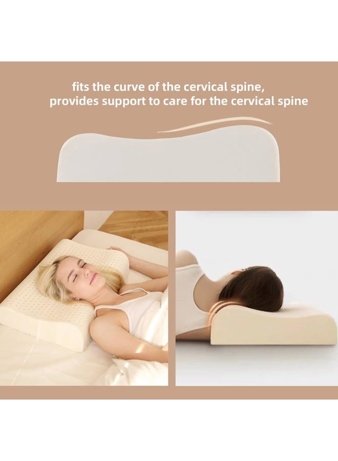 TIERSINI Natural Latex Neck Support Pillow-Medium Firmness，No Shoulder Pressure,Suit for Side & Back Sleeping,Cervical Traction Design, Ergonomic Relief for Neck & Shoulder Pain(23.6" Lx15.7 Wx(3.9/4.7") H) - Image 2