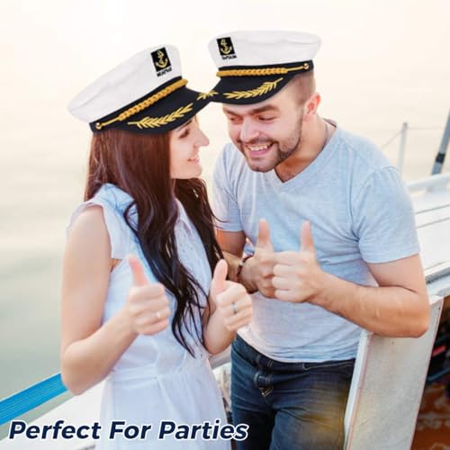 Patpat قبعات كابتن PATPAT® للرجال والنساء، قبعة بحار للبالغين، مجموعة قبعة بحرية ونظارات شمسية، ملابس تنكرية للهالوين، إكسسوار للعب الأدوار للبالغين، قبعة رئيس بحري مطرزة لحفلات الأزياء - Image 5