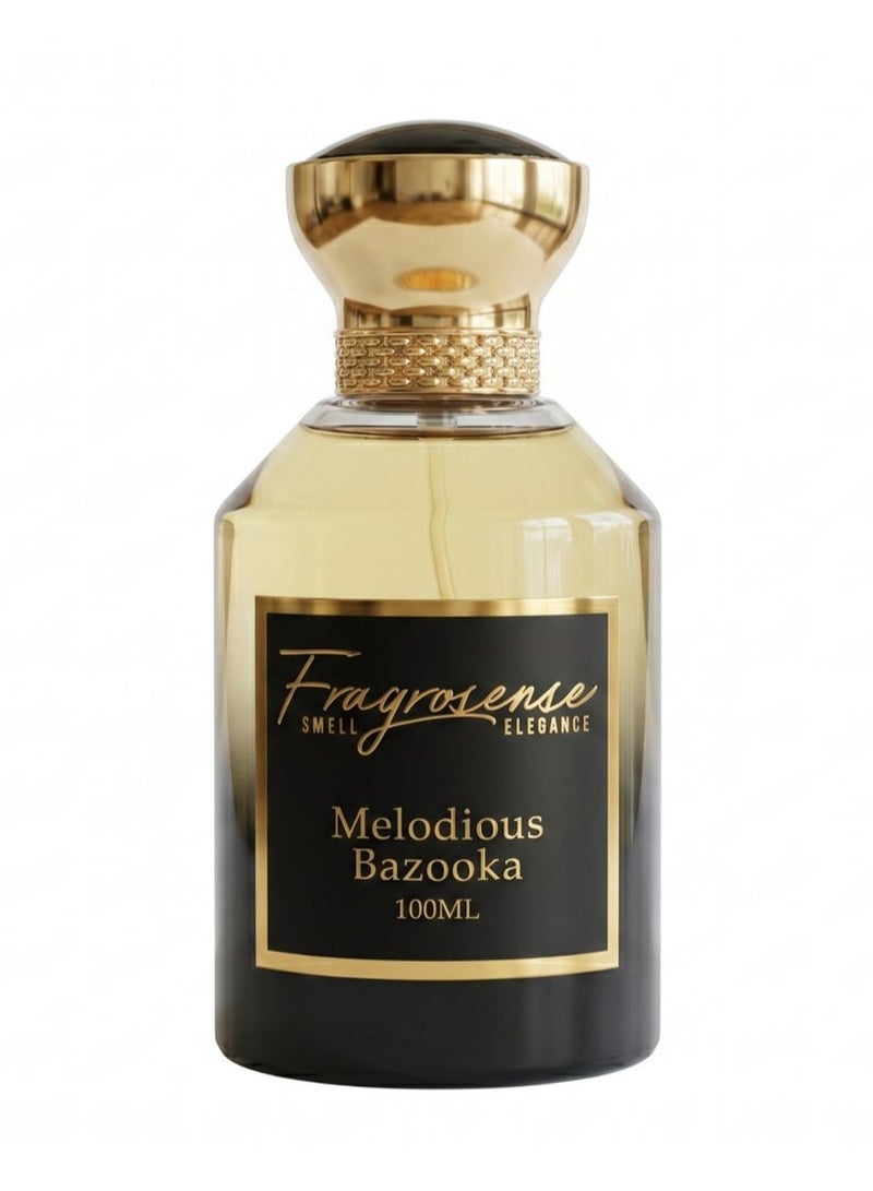 Melodious Bazooka Men’s Eau de Parfum 100ml - Saffron Bergamot Green Tea Cedarwood Leather Notes - Fresh Woody Fragrance for Daily and Evening Use