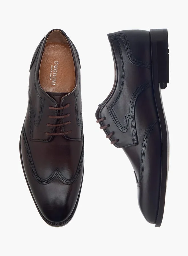 Duchini BROWN Men's Textured Derby Shoes with Lace-Up Closure for Men | Best Price UAE