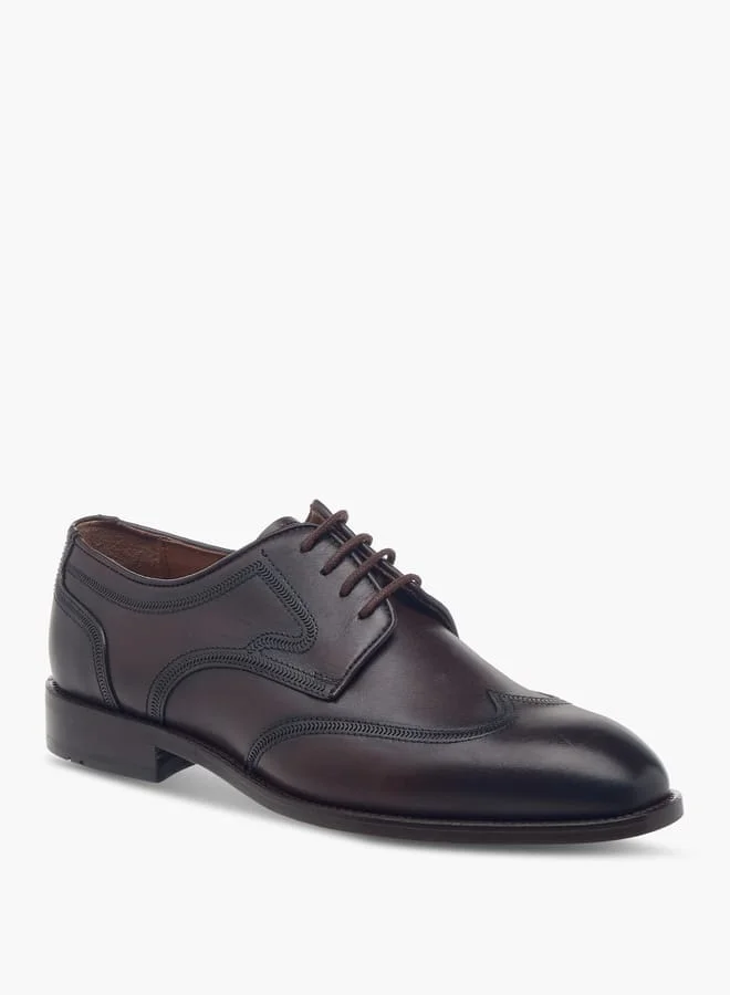 دوتشيني Men's Textured Derby Shoes with Lace-Up Closure