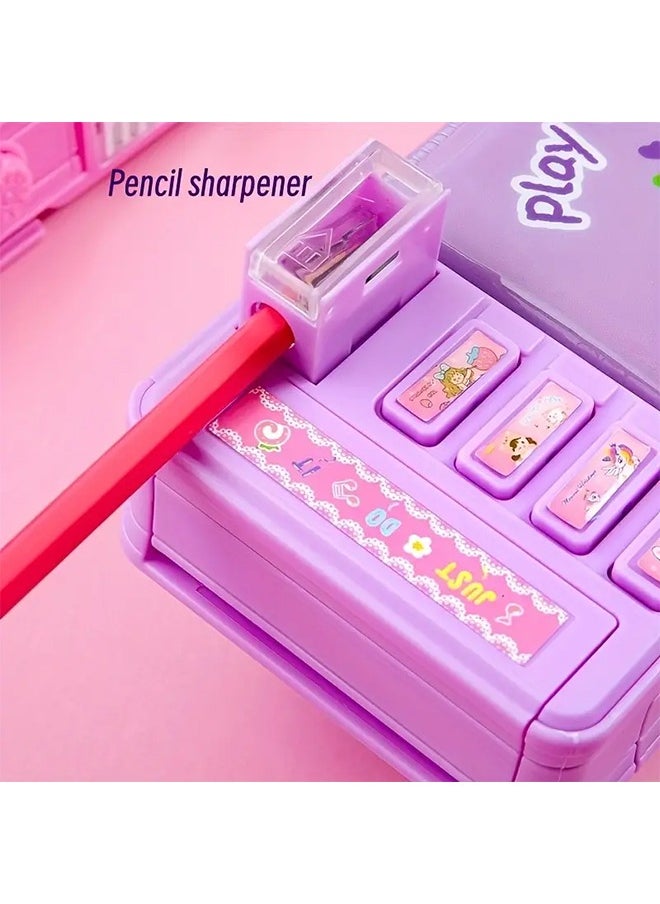 Generic - Stationery Box with Password Lock, Multifunctional Pencil Case with Sharpener,Password Lock Schedule, Whiteboard - Image 1