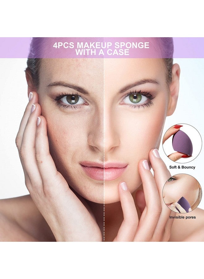 DUAIU Makeup Sponge Duaiu 4 Pack Beauty Blender Foundation Sponges Set 4 Color Latex Free Blender Beauty Makeup Sponges With 1 Sponge Holder Case (Morandi Purple) - Image 5