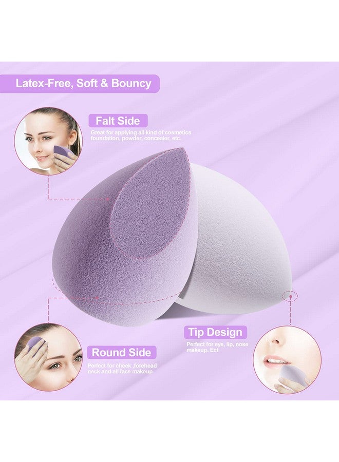 DUAIU Makeup Sponge Duaiu 4 Pack Beauty Blender Foundation Sponges Set 4 Color Latex Free Blender Beauty Makeup Sponges With 1 Sponge Holder Case (Morandi Purple) - Image 3