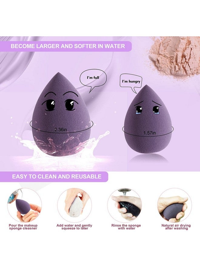 DUAIU Makeup Sponge Duaiu 4 Pack Beauty Blender Foundation Sponges Set 4 Color Latex Free Blender Beauty Makeup Sponges With 1 Sponge Holder Case (Morandi Purple) - Image 4