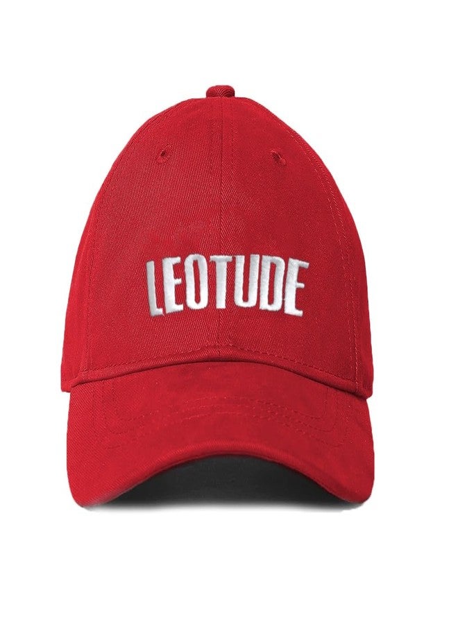 LEOTUDE Sports Embroidered Adjustable Cotton Baseball Caps for Men (Color Red) - Image 1