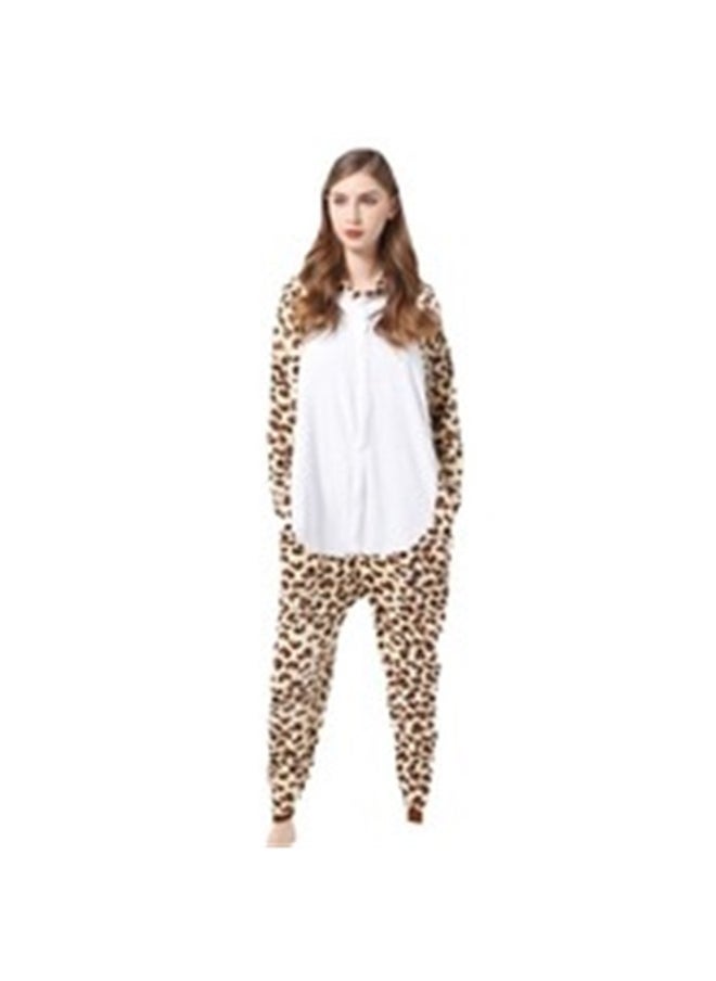yongsheng Cheetah Pattern Hooded Onesie Brown/White， Adult Onesie Womens Pajamas（L）  - Image 2
