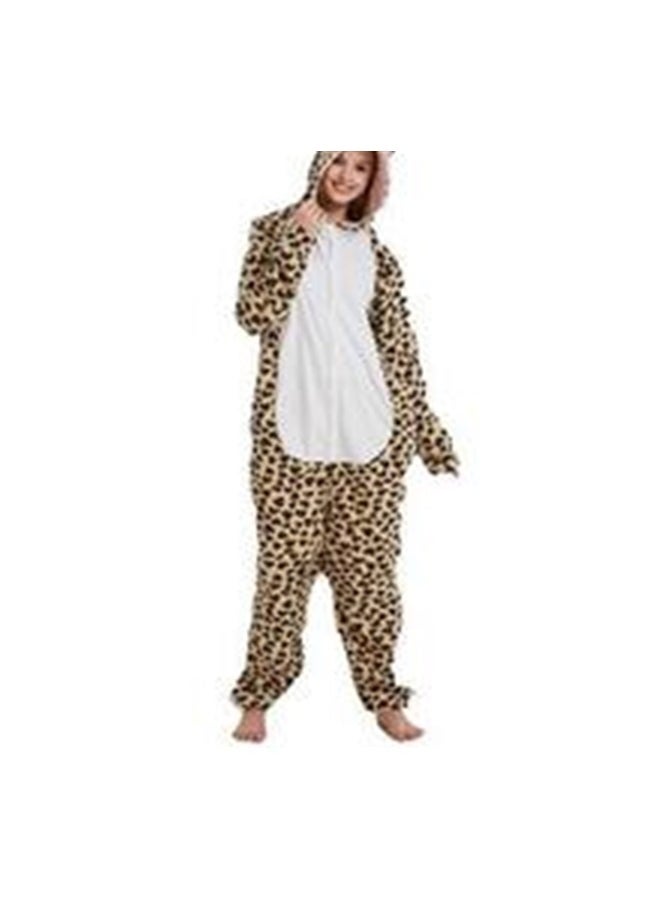 yongsheng Cheetah Pattern Hooded Onesie Brown/White， Adult Onesie Womens Pajamas（L）  - Image 3