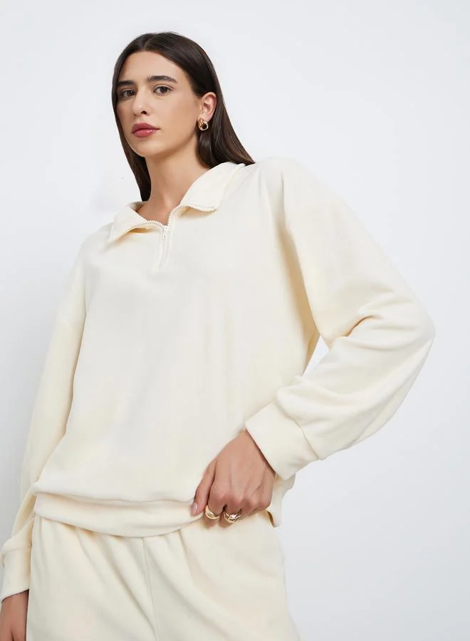 Styli Off White Fleece Sweatshirt and Joggers Co-Ords