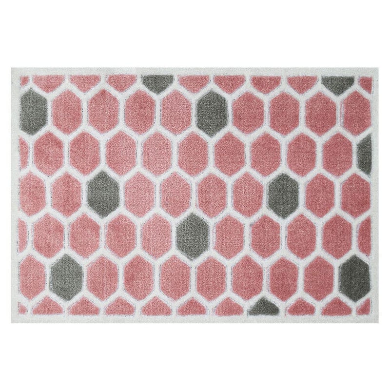 Mac Carpet 3D Carved Nylon Rug Size: 57X100cm - Pink Pattern