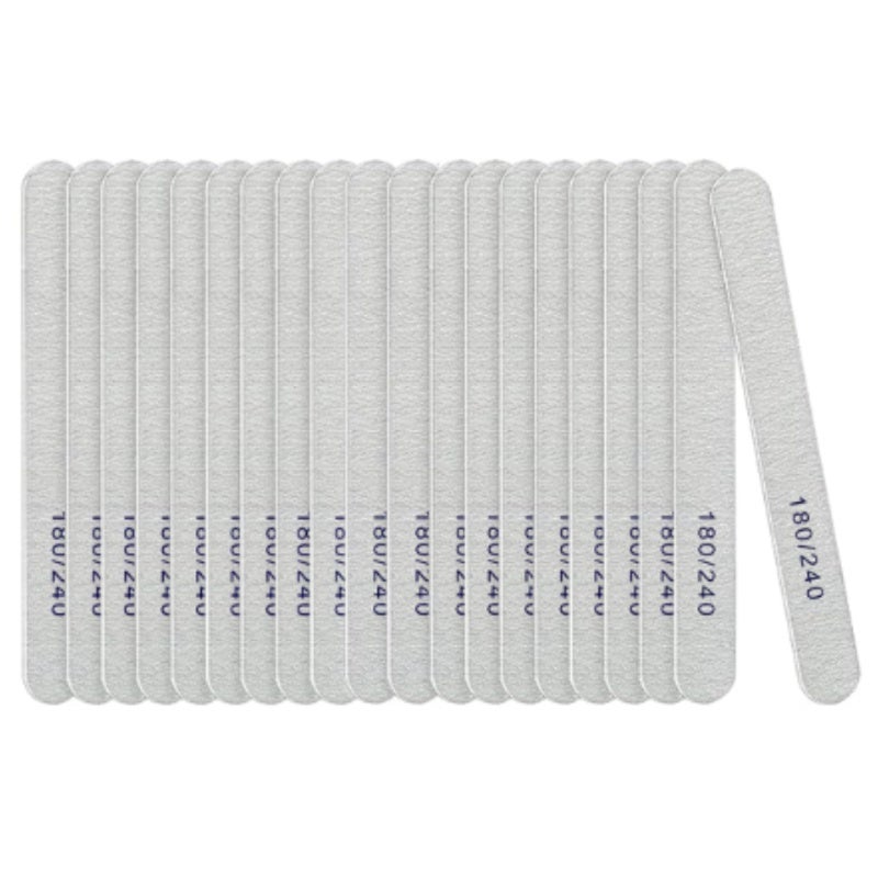 Nail Files 20-Piece Set Double-Side 180/240 Grit - Durable Wooden Core Nail Shaping Tool for Professional Manicure At Home Or Salon Use - Image 1