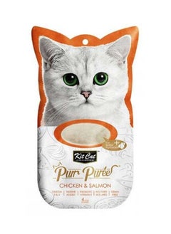 Kit Cat Puree Chicken & Salmon 15gx4 Sachets 