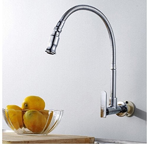 Kitchen Sink Faucets 360 Rotatable Single Lever Stainless Steel WallMounted Kitchen Tap Ktichen Faucet Chrome Finished