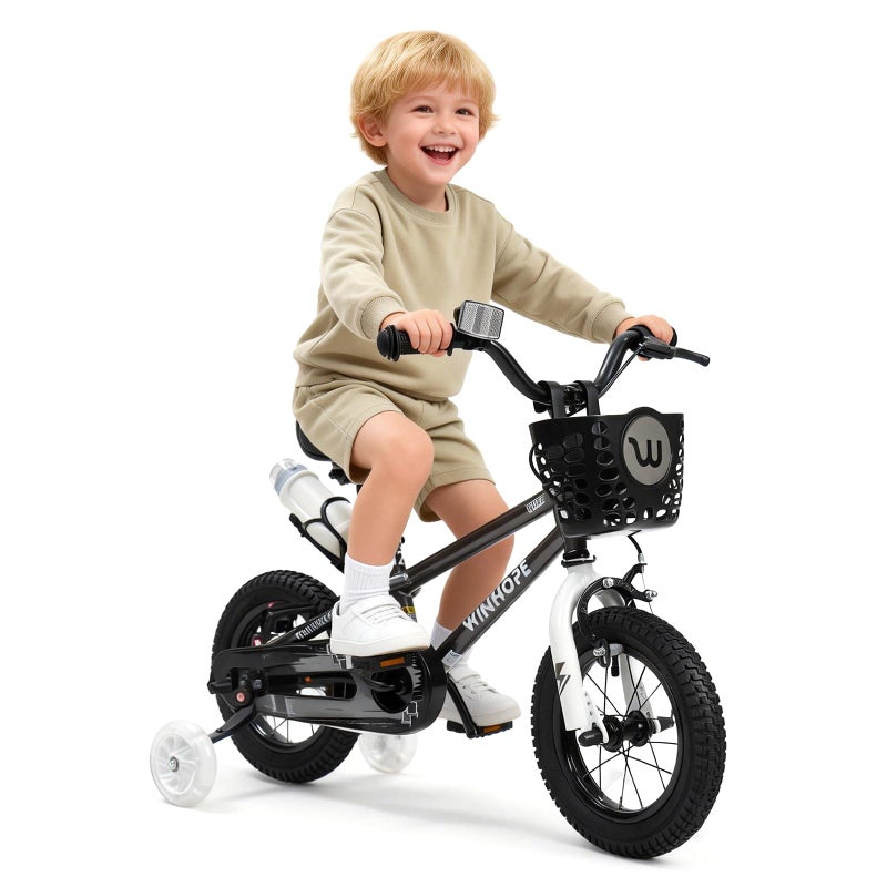 WinHope Kids Bike, 12 14 16 18 Inch Kid's Bicycle with Removable Training Wheels and Dual Brakes, Children Bike for Beginner with Adjustable Seat and Headlebar for Boys Girls 2-9, Multiple Colors - Image 1