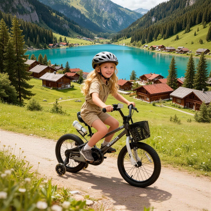 WinHope Kids Bike, 12 14 16 18 Inch Kid's Bicycle with Removable Training Wheels and Dual Brakes, Children Bike for Beginner with Adjustable Seat and Headlebar for Boys Girls 2-9, Multiple Colors - Image 5