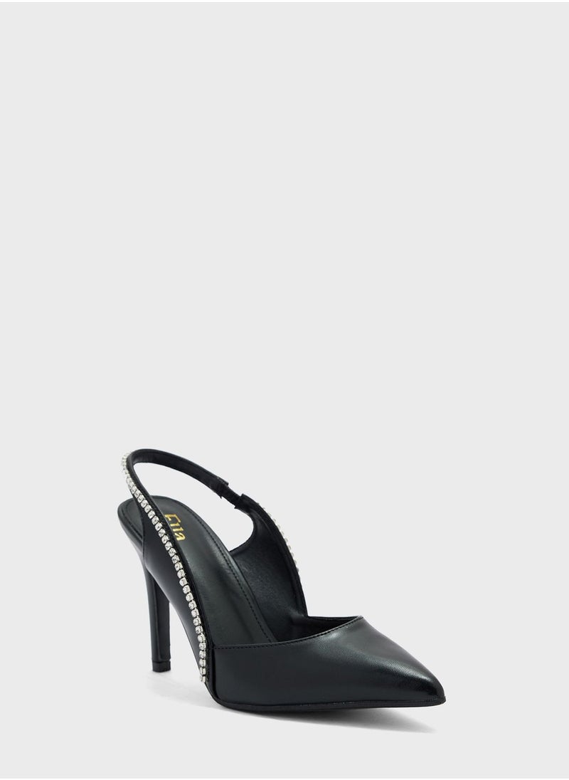 Ella Limited Edition - Diamante Edge Slingback Pointed Pump - Image 1