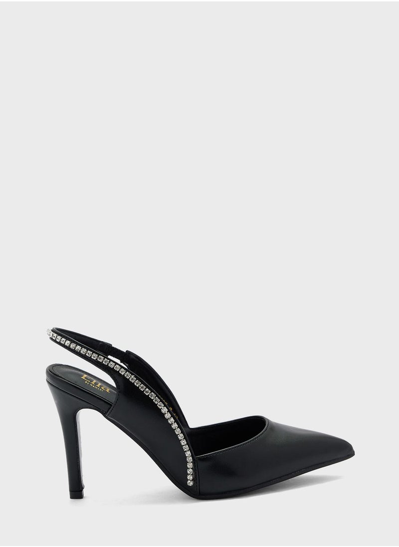 Ella Limited Edition - Diamante Edge Slingback Pointed Pump - Image 1