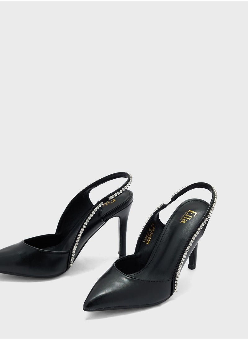 Ella Limited Edition - Diamante Edge Slingback Pointed Pump - Image 1