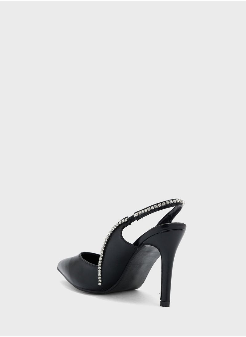 Ella Limited Edition - Diamante Edge Slingback Pointed Pump - Image 1