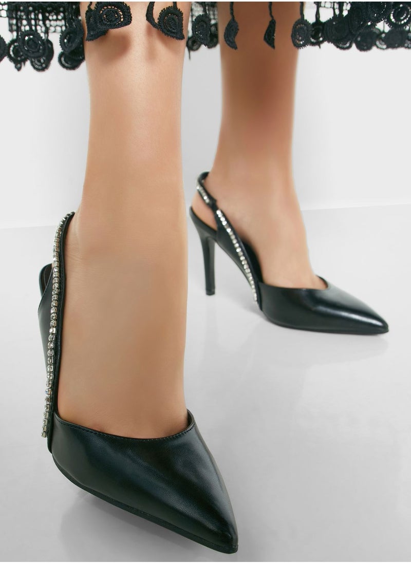 Ella Limited Edition - Diamante Edge Slingback Pointed Pump - Image 1