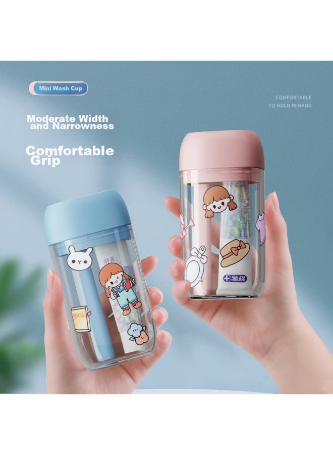 ETRAVEL Etravel Travel Mini Toiletry Cup, Toothbrush Holder Set, Mouthwash Cup, Toothbrush Cup, Storage Box, Misty Blue - Image 1