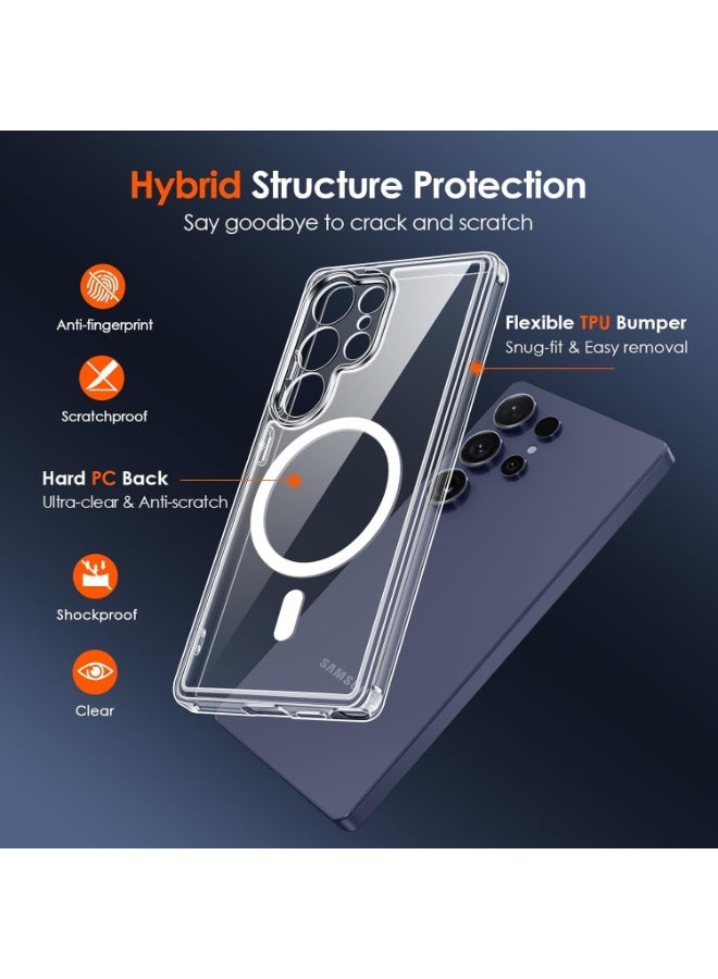 Clear Magnetic Case for Samsung Galaxy S24 Ultra, Camera Protection Cover, Wireless Charging Compatible,Acrylic Hard Back Case for samsung s24 ultra... - Image 3