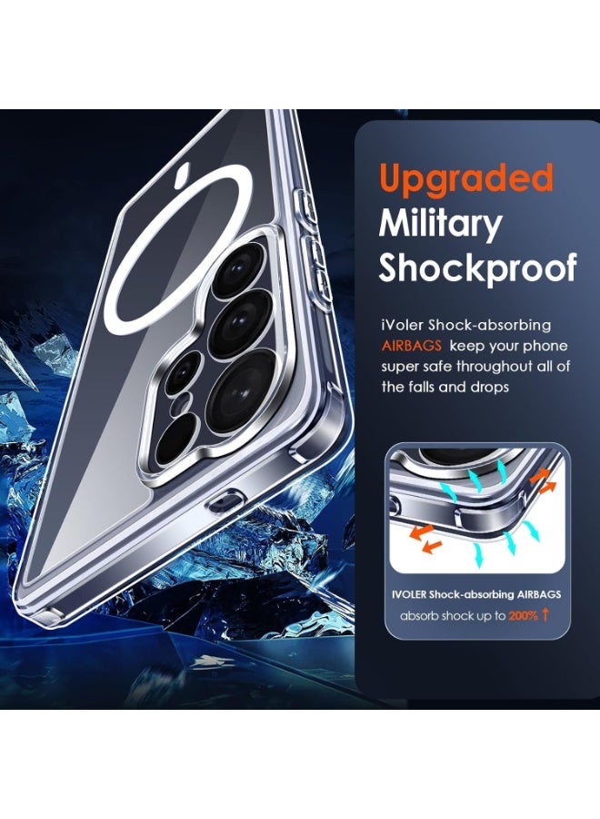 Clear Magnetic Case for Samsung Galaxy S24 Ultra, Camera Protection Cover, Wireless Charging Compatible,Acrylic Hard Back Case for samsung s24 ultra... - Image 4