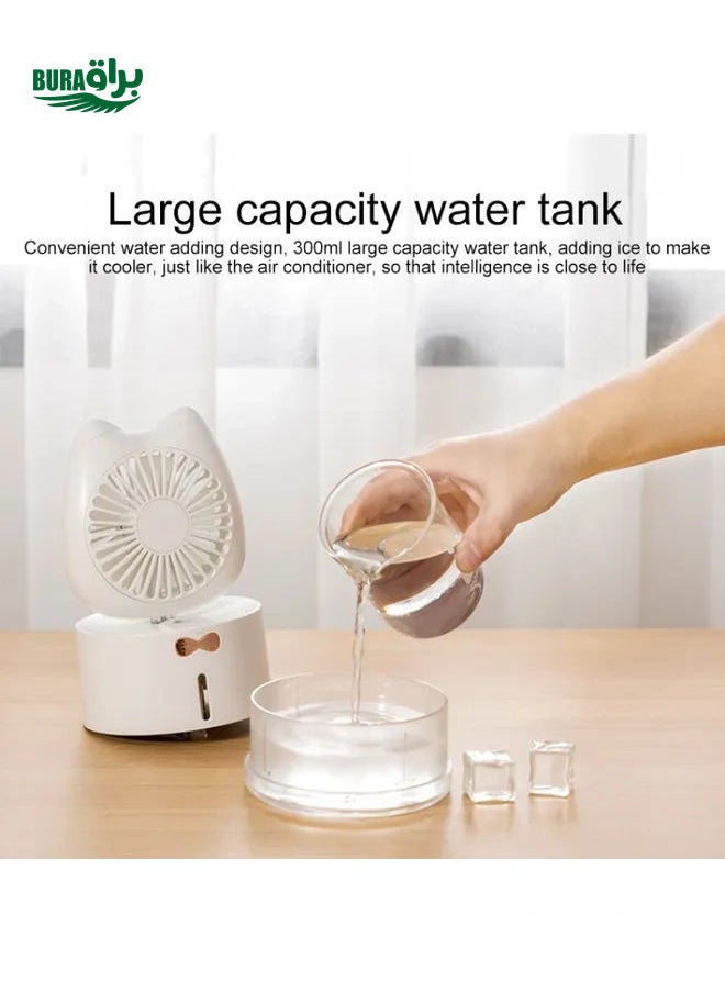 Generic - BD-MM1 Cat Shape Household Desktop Rechargeable Spray Humidifier Fan (White) - Image 1