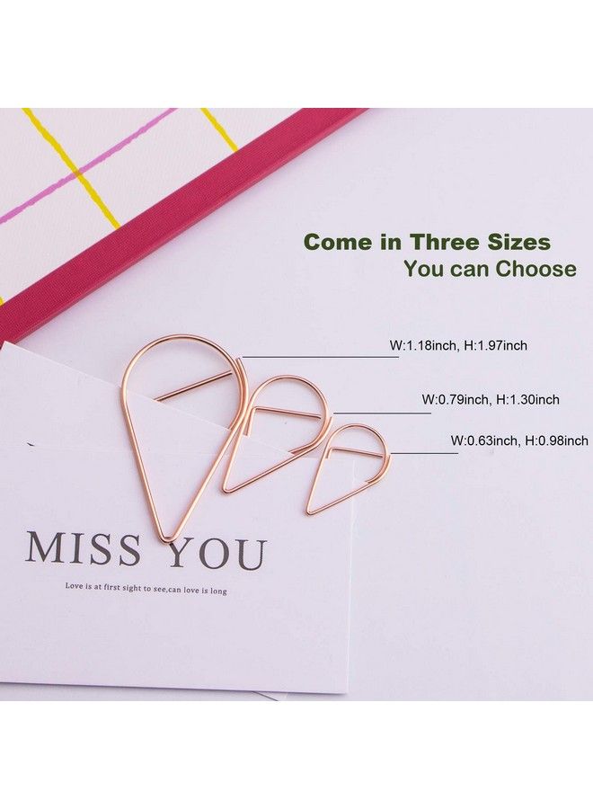 VENCINK 70 Pieces Rose Gold Cute Paper Clips Large Vencink Smooth Stainless Steel Dropshaped Wire Paperclips For Office Supplies Wedding Women Girls Kids Students - Image 4