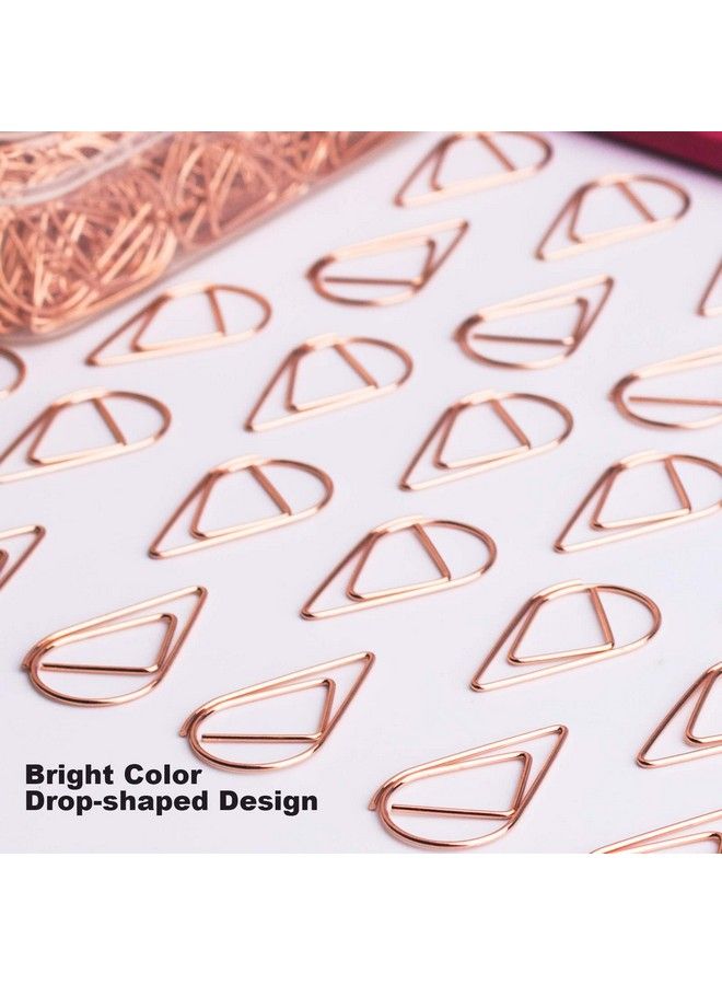 VENCINK 70 Pieces Rose Gold Cute Paper Clips Large Vencink Smooth Stainless Steel Dropshaped Wire Paperclips For Office Supplies Wedding Women Girls Kids Students - Image 3