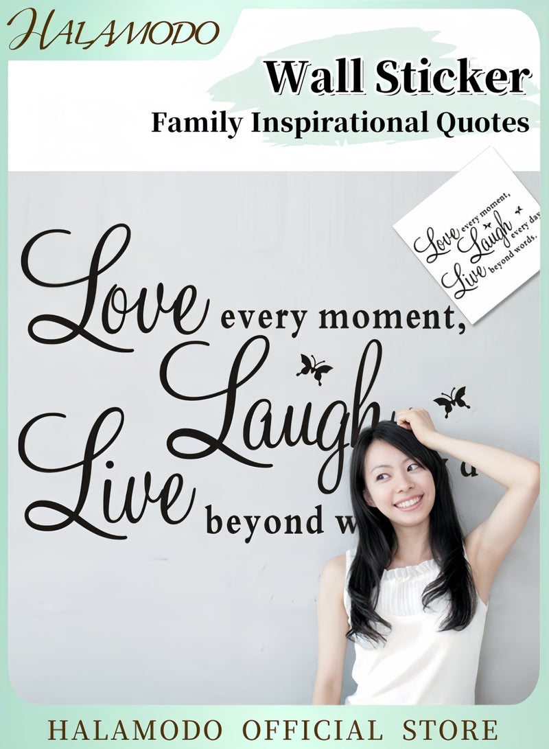 HALAMODO Wall Sticker for Live Every Moment & Laugh Every Day & Love Beyond Words Motivational Wall Decals Family Inspirational Wall Stickers Quotes - Image 1